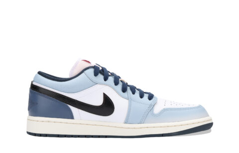 Jordan Air Jordan 1 Nautical Storm Cushioning, Wear Resistant Low top Vintage Basketball Shoes Unisex White Blue