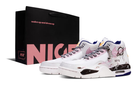 Nike Flight Legacy Steam Planet Slip Resistant Abrasion Resistant Mid top Vintage Basketball Shoes Men’s White Pink