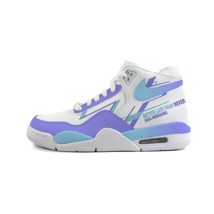Nike Flight Legacy Slip Resistant Abrasion Resistant Mid top Vintage Basketball Shoes Unisex White Purple