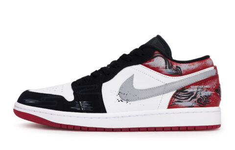 Jordan Air Jordan 1 Abrasion Resistant Low top Vintage Basketball Shoes Unisex Black White Red