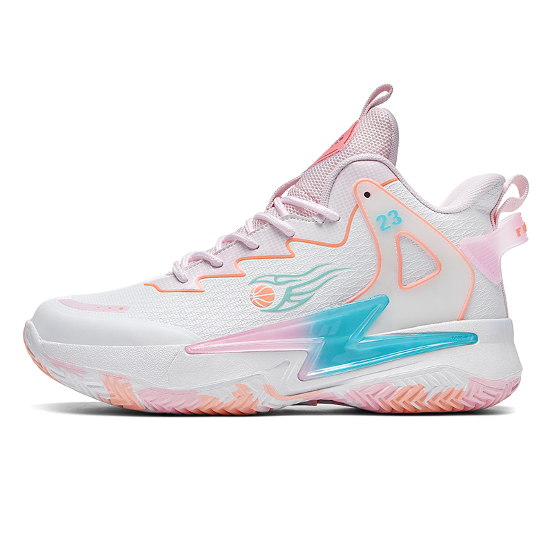 BIANSULONG Abrasion Resistant Coverage Impact Resistant High top Basketball Shoes Unisex White Pink