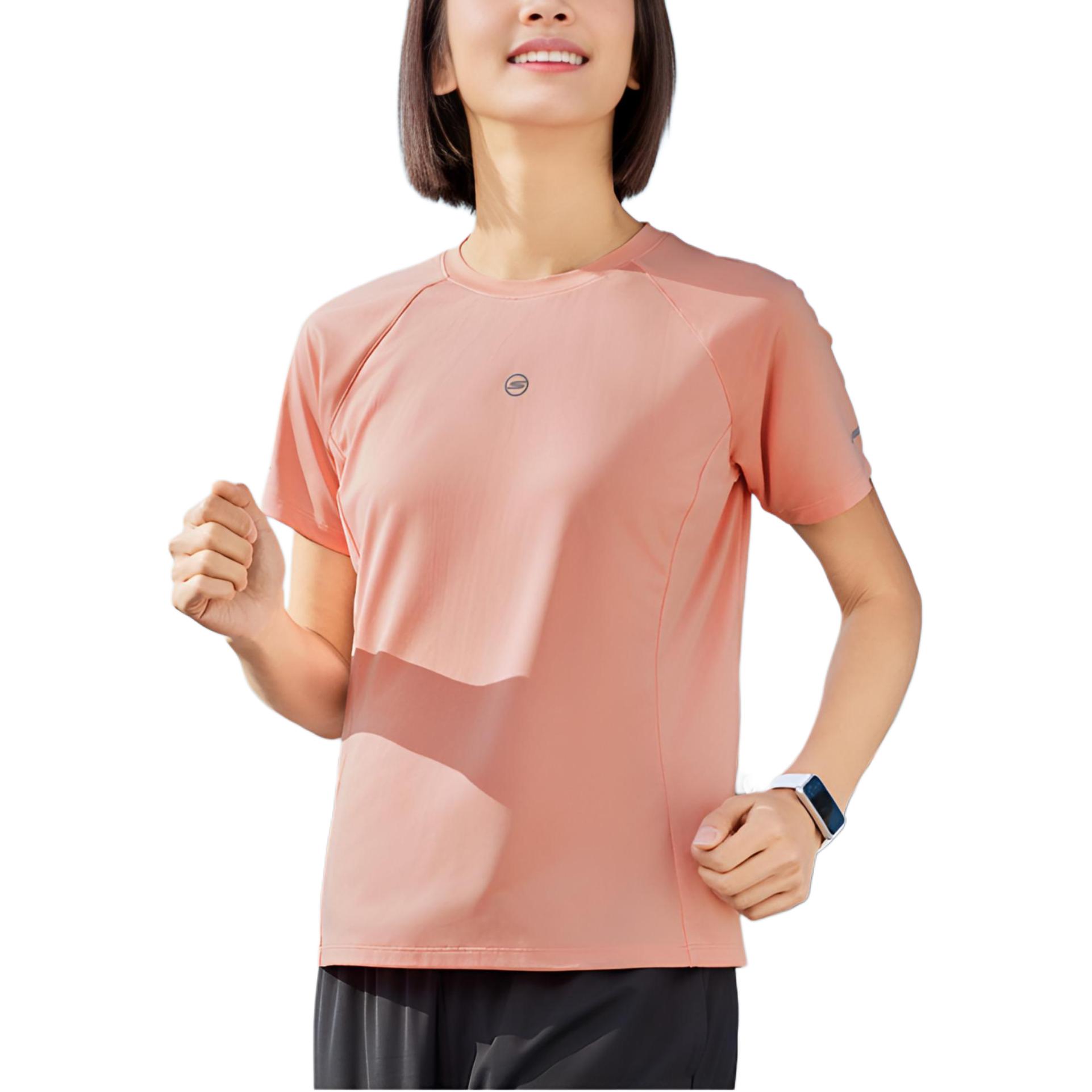 Skechers GODRI Raglan Sleeve T Shirt Women’s Soft Coral Pink 05L5