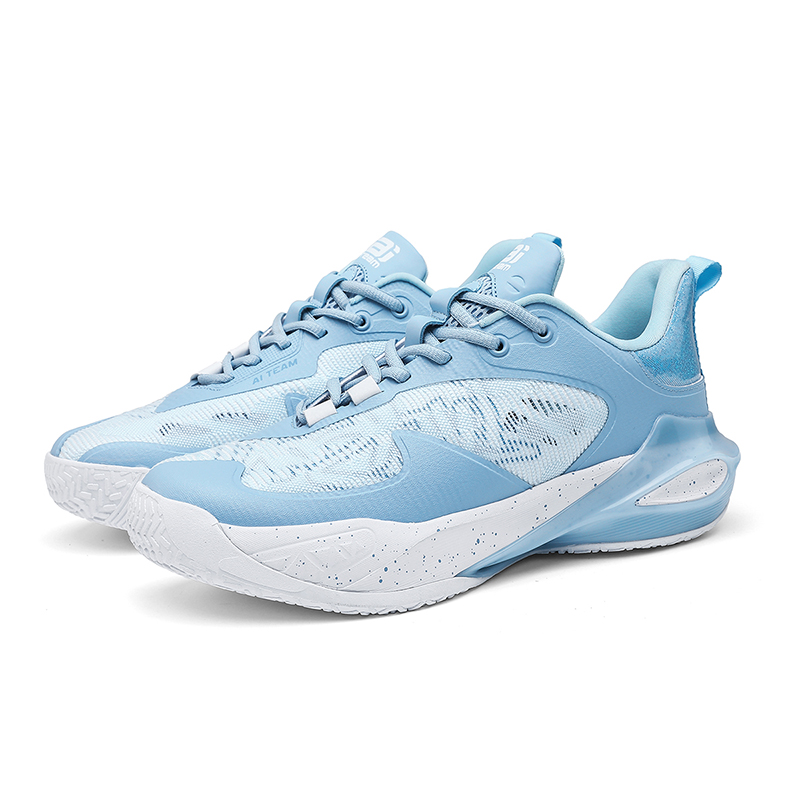 IVERSON Slip Resistant, Abrasion Resistant, Breathable Low top Basketball Shoes Unisex Glacier Blue White