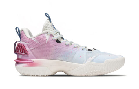 Li Ning Storm 2024 TPU Lightweight Rebound Grip Mid top Basketball Shoes Men’s Pink Blue