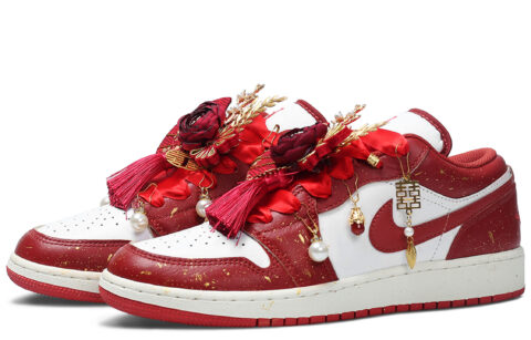 Jordan Air Jordan 1 Height Increasing Low top Vintage Basketball Shoes Unisex Wedding Red