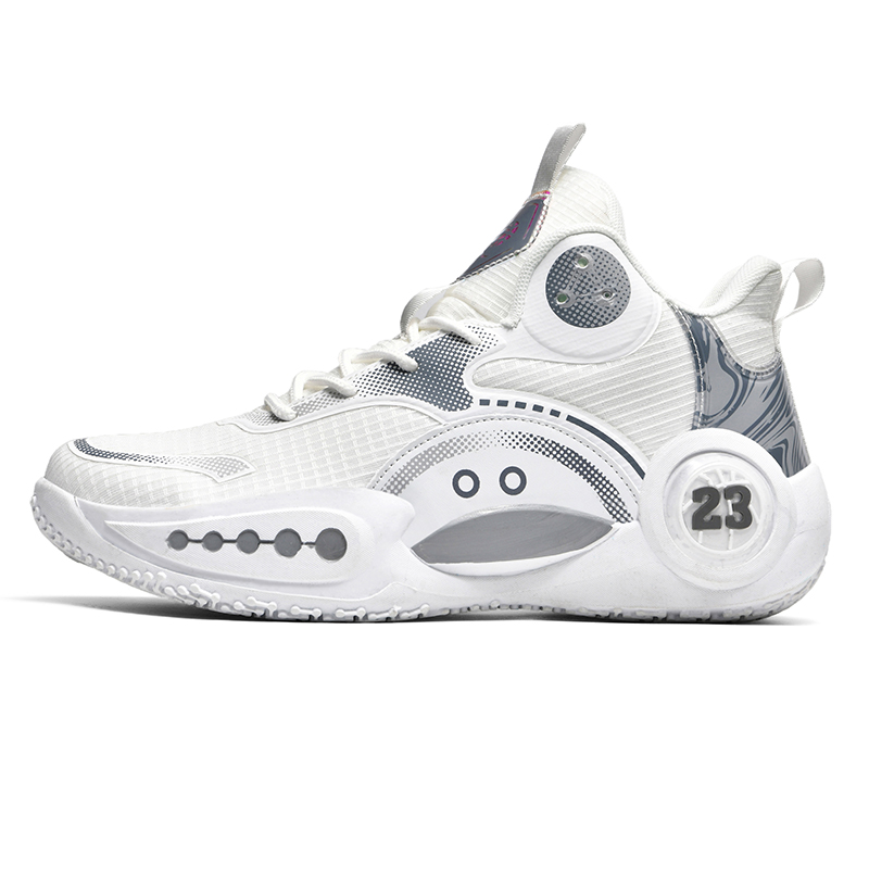 BIANSULONG Cushioning Slip Resistant Abrasion Resistant Low top Basketball Shoes Unisex White Gray