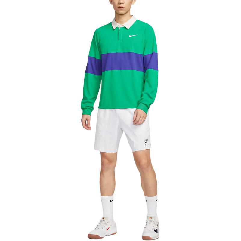 Nike Dri FIT ADVCourt Slam SS25 Tennis Top Men’s Stadium Green/Midnight Blue/White