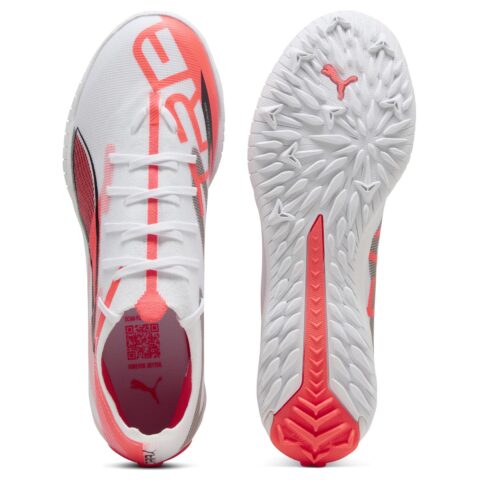 PUMA Ultra 5 Match TT Turf Abrasion Resistant Soccer Shoes Unisex White Black Red