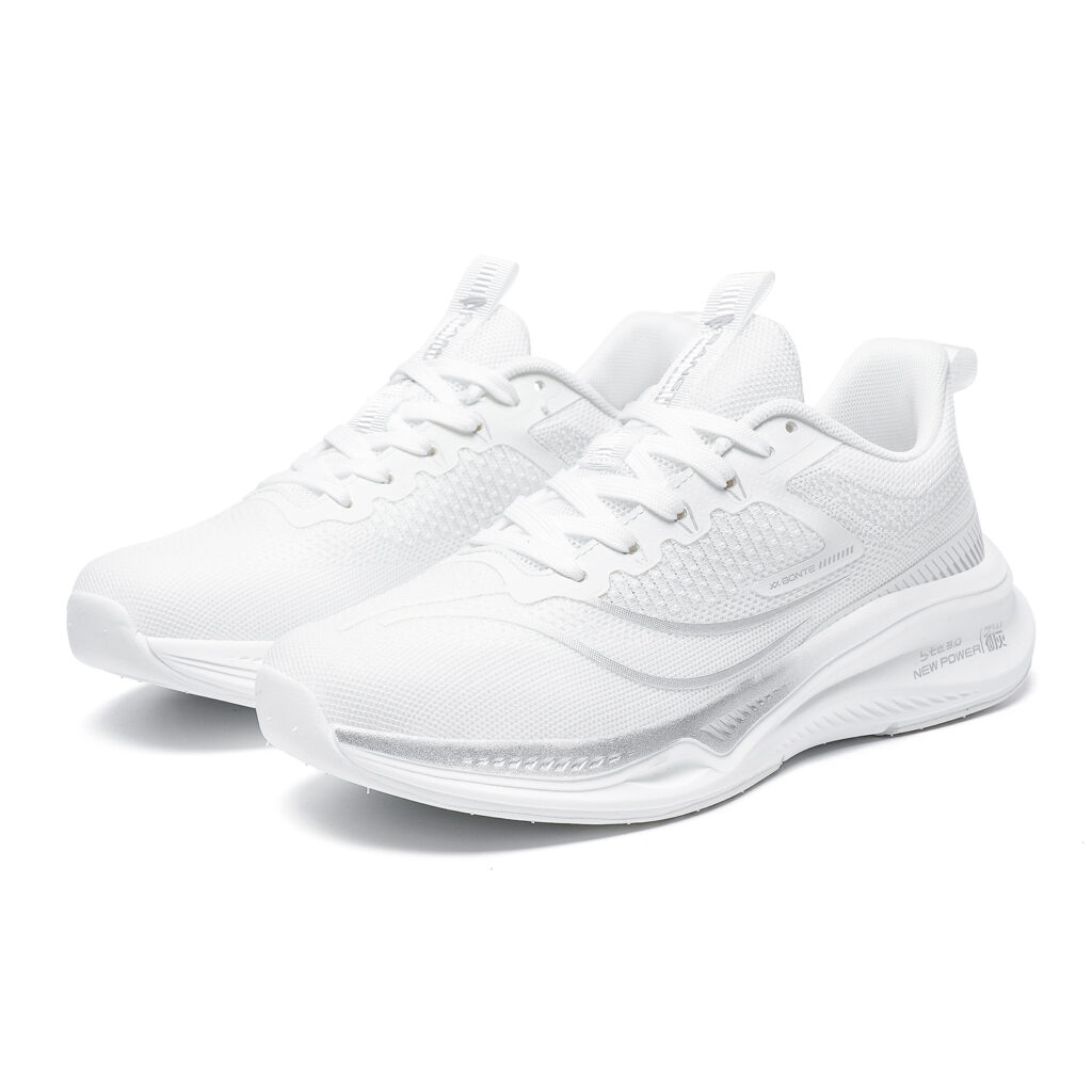 BTE Cushioning Slip Resistant Abrasion Resistant Lightweight Low top Running Shoes Unisex Aurora White Silver