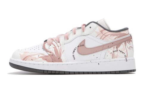 Jordan Air Jordan 1 Abrasion Resistant Low top Vintage Basketball Shoes Unisex White Pink