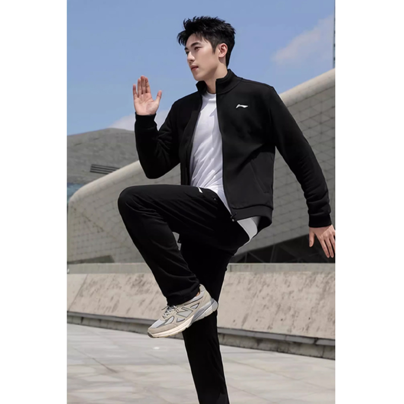 Li Ning Casual Sportswear Men’s Black Stand Collar Moderate