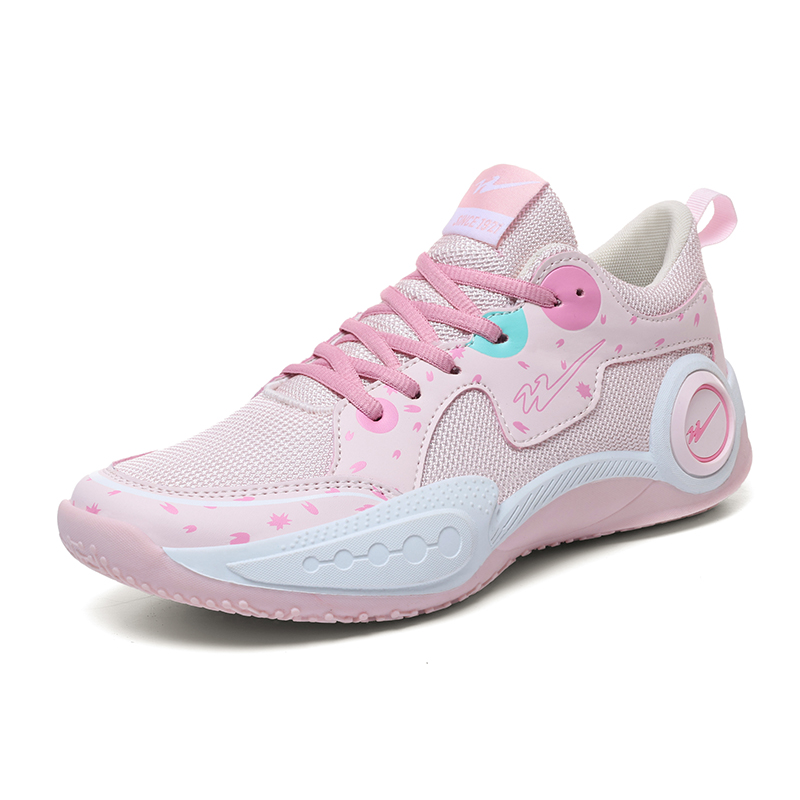 Binary Cushioning Breathable Slip Resistant Cushioning Breathable Slip Resistant Low top Basketball Shoes Unisex Pink