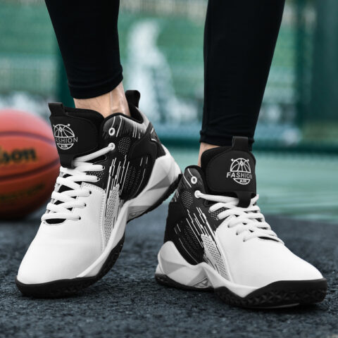 BIANSULONG Slip Resistant And Abrasion Resistant Coverage Mid top Basketball Shoes Unisex White