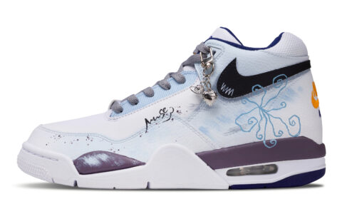Nike Flight Legacy Datura Slip Resistant Abrasion Resistant Mid top Vintage Basketball Shoes Men’s White Blue