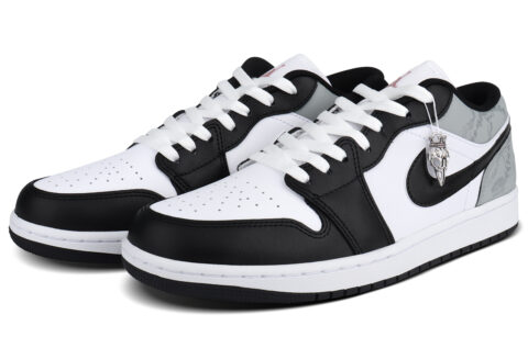Jordan Air Jordan 1 Abrasion Resistant Low top Vintage Basketball Shoes Unisex Black Gray