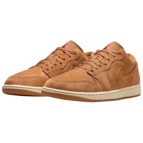 Jordan Air Jordan 1 Abrasion Resistant Low top Vintage Basketball Shoes Unisex Linen Brown