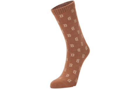 MLB Monogram Collection, Boston Red Sox Crew Socks Unisex 1 Pack Brown