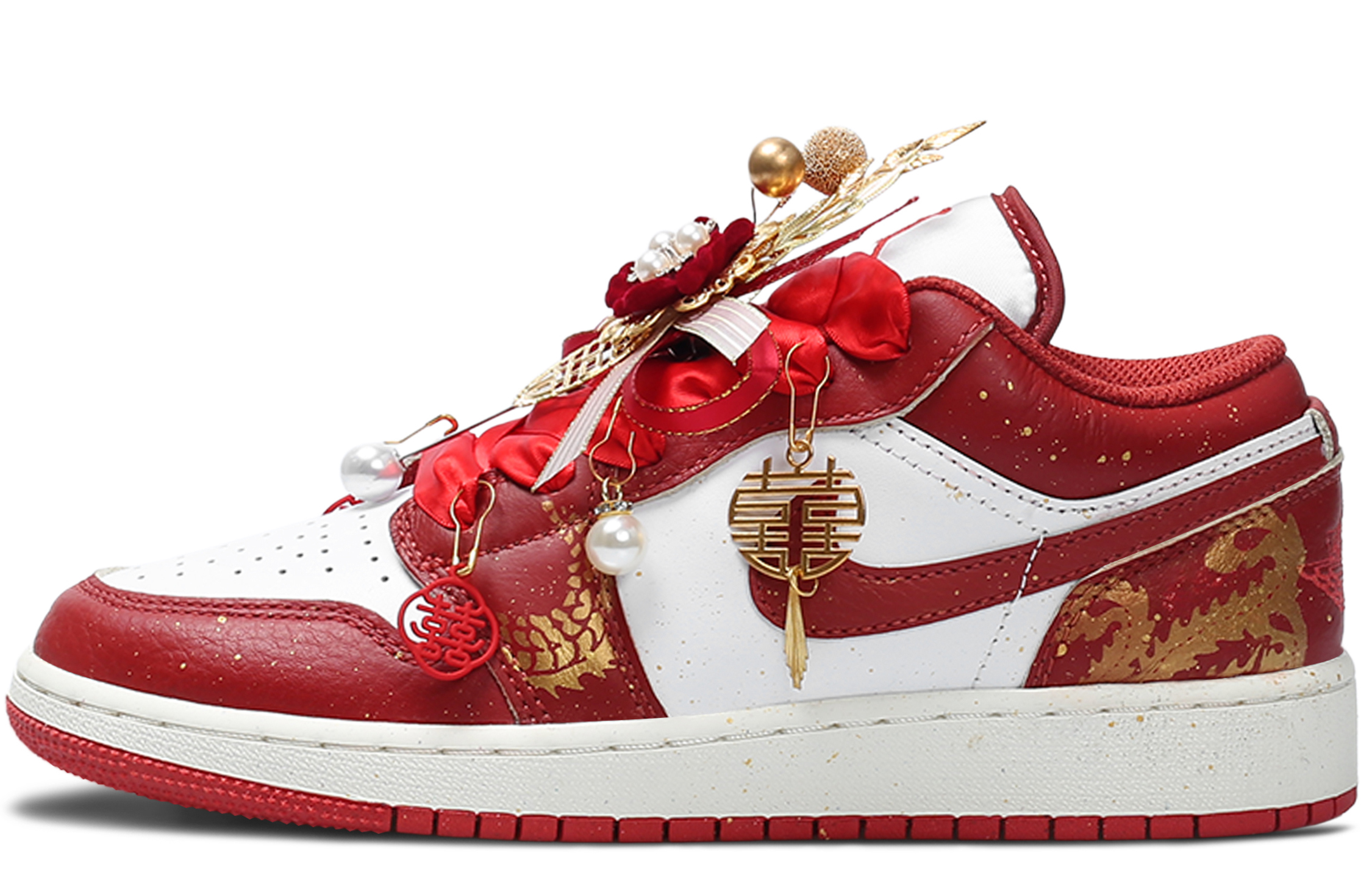 Jordan Air Jordan 1 Low top Vintage Basketball Shoes Unisex Wedding Red