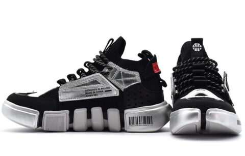 Li Ning Vintage Basketball Shoes Women’s Mid Top Black/Silver