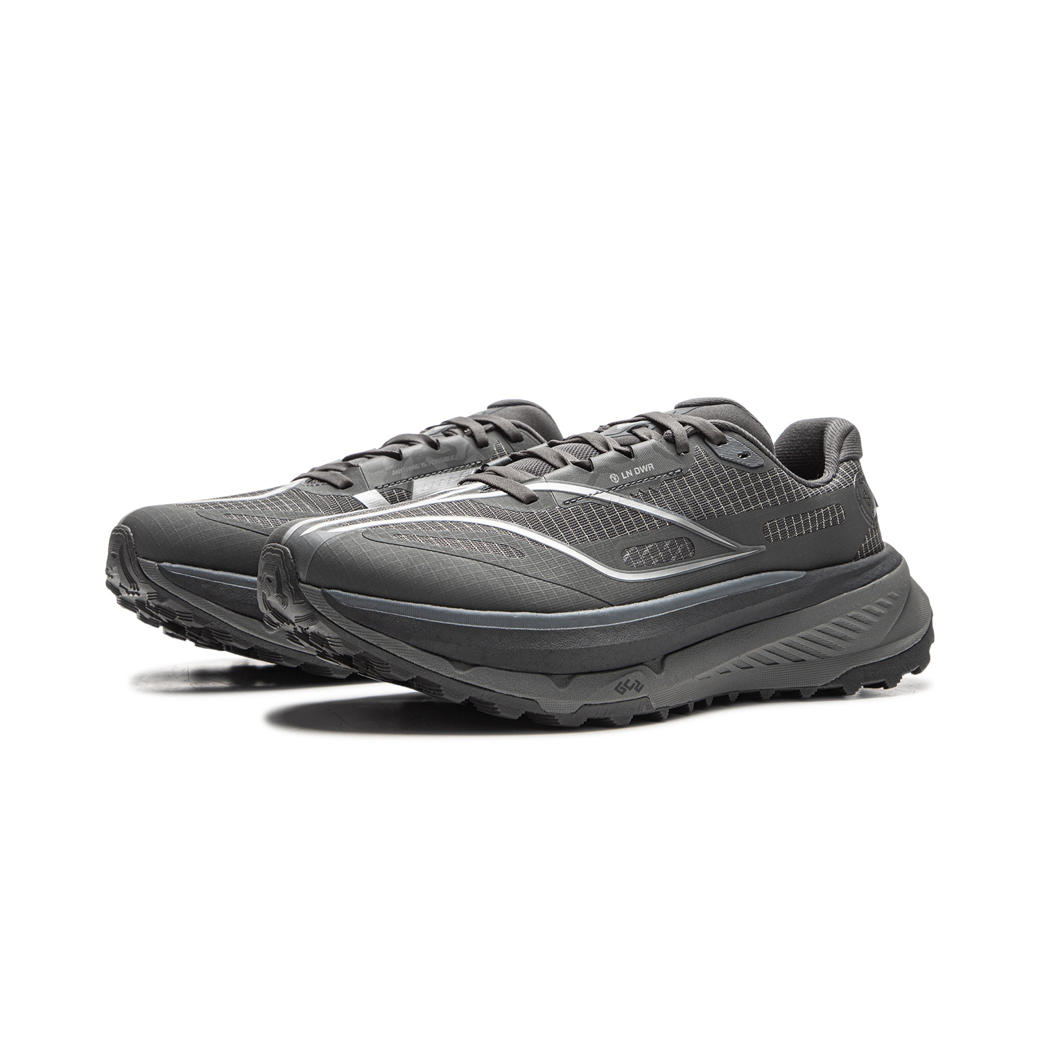 Li Ning De Lu Cushioning Slip Resistant Abrasion Resistant Rebound Low top Casual Running Shoes Men’s Coal Smoke Gray