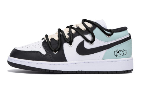 Jordan Air Jordan 1 Slip Resistant Abrasion Resistant Low top Vintage Basketball Shoes Men’s Black Tiffany