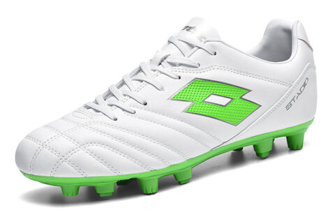 LOTTO FG Firm Ground Firm Ground Cushioning Slip Resistant Cushioning Slip Resistant Soccer Shoes Men’s Black White