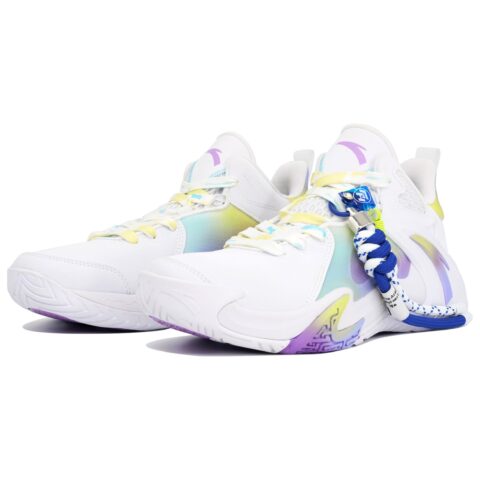 Anta Airspace 4 Slip Resistant Abrasion Resistant Low top Basketball Shoes Men’s White Purple