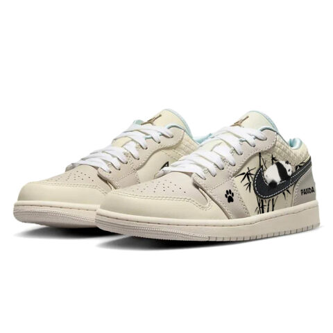 Jordan Air Jordan 1 Cushioning Slip Resistant Abrasion Resistant Low top Vintage Basketball Shoes Women’s Beige Brown