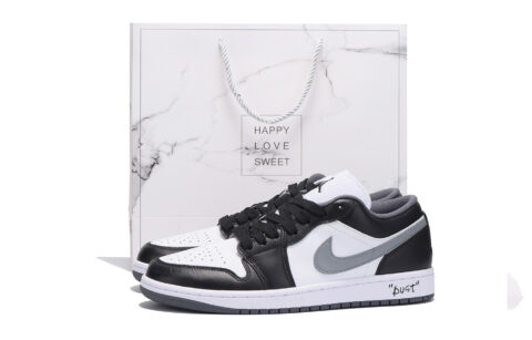 Jordan Air Jordan 1 Leather Slip Resistant Coverage Low top Vintage Basketball Shoes Unisex Black Gray