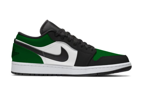 Jordan Air Jordan 1 Reverse Black Green Abrasion Resistant Low top Vintage Basketball Shoes Unisex