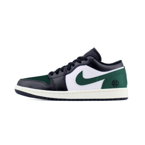 Jordan Air Jordan 1 Fashion Trend Abrasion Resistant Lightweight Low top Vintage Basketball Shoes Unisex Black Green