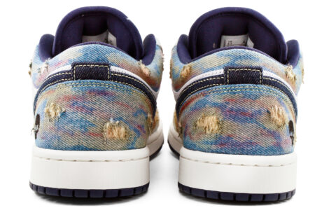 Nike Air Jordan 1 Washed Denim Abrasion Resistant Breathable Low top Vintage Basketball Shoes Men’s