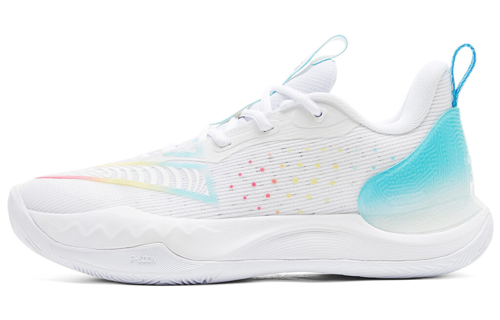 PEAK Basketball Shoes Women’s Low Top All White Ice Blue