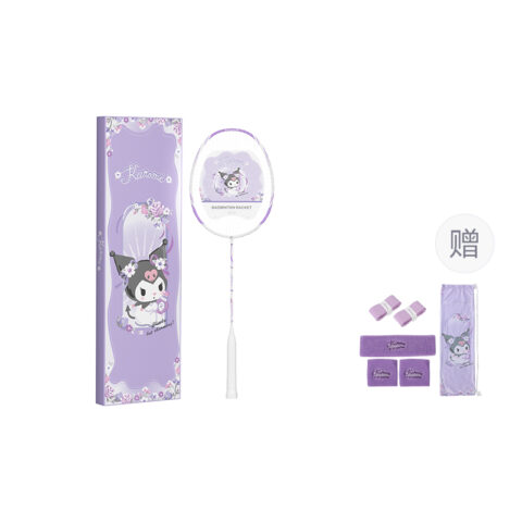 Sanrio x MESUCA Kuromi Full Carbon Badminton Rackets Offensive Type Heavy Head, Stiff Shaft Advanced Level 670±2MM