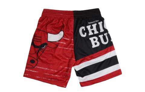 Mitchell Ness Basketball Shorts Unisex Red Black Patchwork