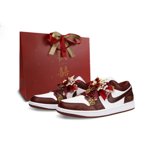 Jordan Air Jordan 1 Love Forever Abrasion Resistant Abrasion Resistant Low top Vintage Basketball Shoes Men’s Red