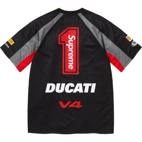 Supreme X DUCATI SS24 WEEK16 Soccer Jersey — Unisex Loose Fit Short Sleeve Football Shirt With Logo Print