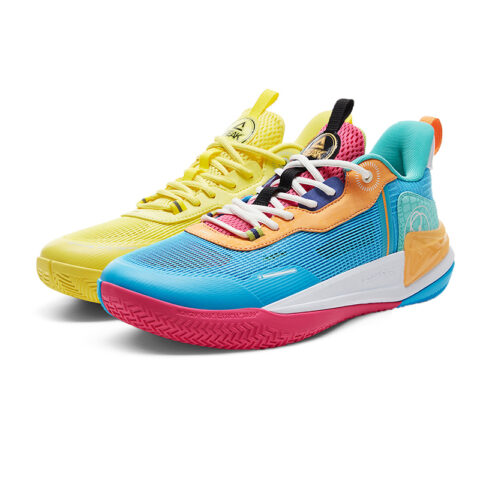PEAK State Pole Slip Resistant Abrasion Resistant Low top Basketball Shoes Men’s Yellow Blue Mismatched