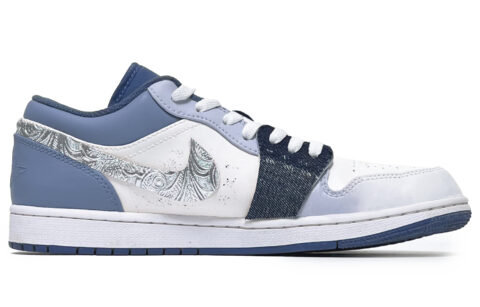 Jordan Air Jordan 1 Abrasion Resistant Low top Vintage Basketball Shoes Men’s Blue White