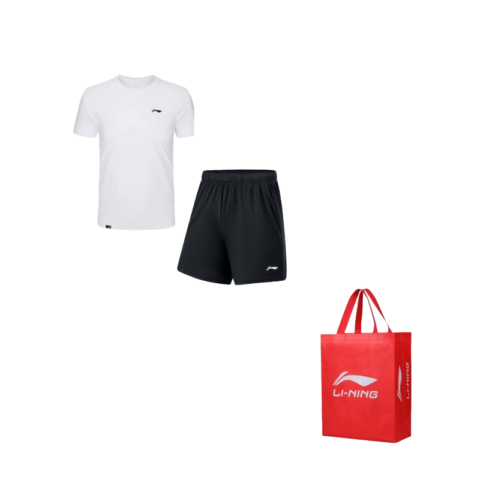 Li Ning Casual Sportswear Unisex White Top+Black Pants