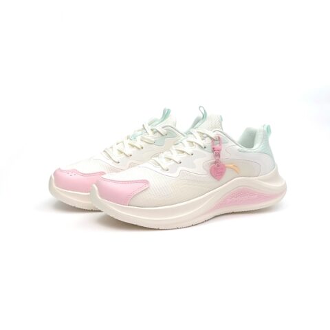 Anta Walk Cushioned Slip-Resistant Abrasion-Resistant Low-Top Casual Training Sprint Running Shoes Women’s White Pink