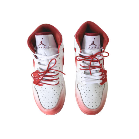 Jordan Air Jordan 1 Slip Resistant Abrasion Resistant Mid top Basketball Shoes Men’s Red White