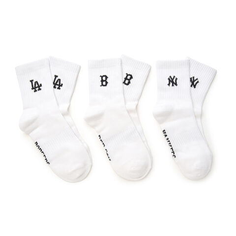 MLB BOSTON REDSOXNew York Yankees Los Angeles Dodgers Crew Socks Unisex 3 Pack Ecru