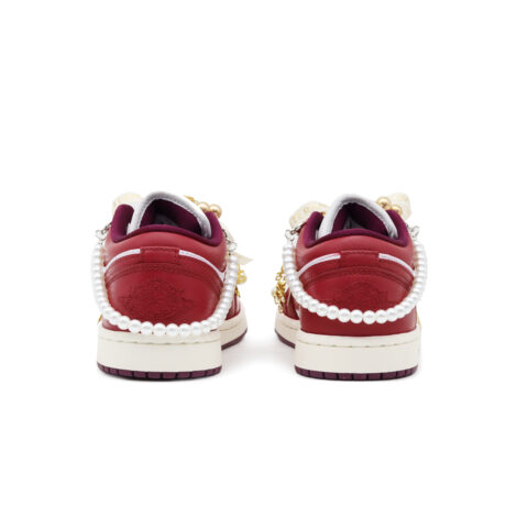 Jordan Air Jordan 1 Begonia Leather Slip Resistant Abrasion Resistant Low top Vintage Basketball Shoes Unisex Red White