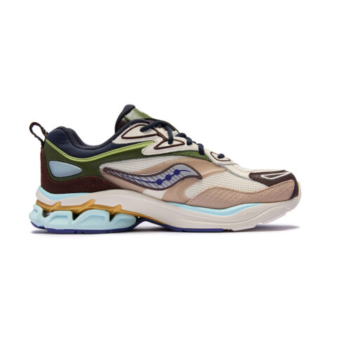 Saucony GRID FUSION Breathable Low top Casual City Commuting Running Shoes Unisex Beige Green Brown