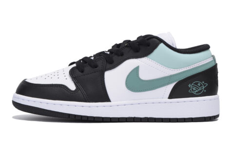Jordan Air Jordan 1 Abrasion Resistant Slip Resistant Low top Vintage Basketball Shoes Men’s Black White Green