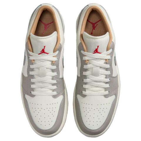 Jordan Air Jordan 1 Slip Resistant Abrasion Resistant Low top Vintage Basketball Shoes Men’s Beige Gray