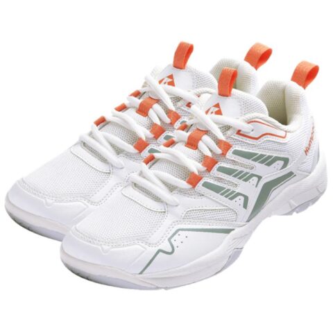 KUMPOO Cushioning Abrasion Resistant Support Low top Badminton Shoes Unisex White Orange Green