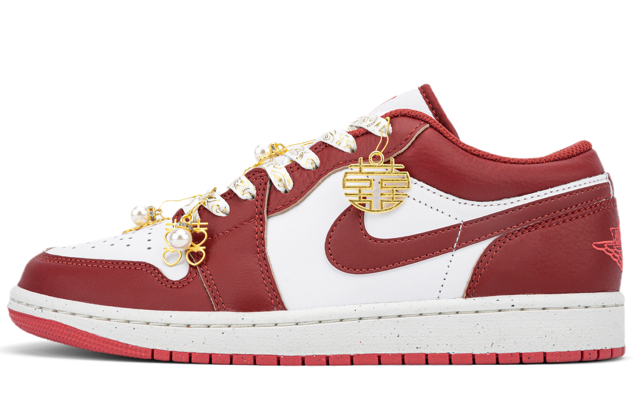 Jordan Air Jordan 1 Slip Resistant Abrasion Resistant Low top Vintage Basketball Shoes Unisex Red