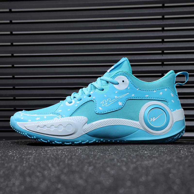 Binary Cushioning Breathable Slip Resistant Cushioning Breathable Slip Resistant Low top Basketball Shoes Unisex Aqua